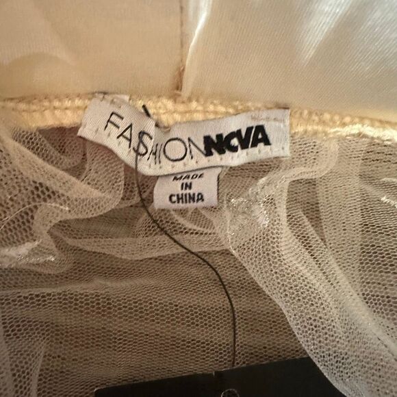 NWT Fashion Nova tulle champagne stars sequin skirt large - Picture 6 of 9
